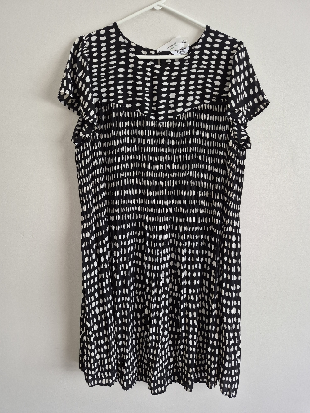 Penningtons Black and White Dot Tiered Short Sleeve Dress